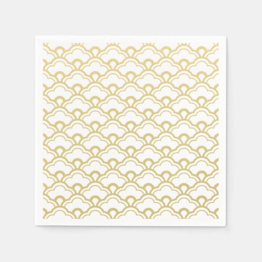 Gouden folie Wit geschulpte schelpen patroon Servet (Voorkant)