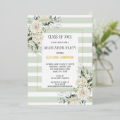Gouden Folie Witte Bloemen Eucalyptus Graduation P Folie Uitnodiging (Staand Voorkant)