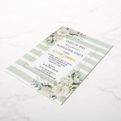 Gouden Folie Witte Bloemen Eucalyptus Graduation P Folie Uitnodiging (Gedraaid)