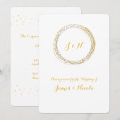 Gouden Folie Witte Sparkle Glamour Cirkel Uitnodig Kaart (Voorkant / Achterkant)