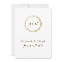 Gouden Folie Witte Sparkle Glamour Cirkel Uitnodig