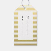 Gouden folie witte strepen patroon cadeaulabel (Voorkant)