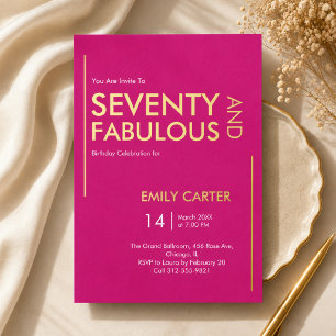 Gouden Folie Zeventig en Fabulous 70ste Verjaardag Uitnodiging