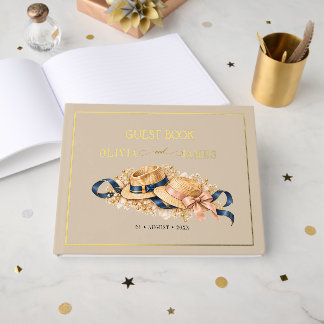Gouden Folie Zomer Bruiloft Volwassen Koppel Gastenboek