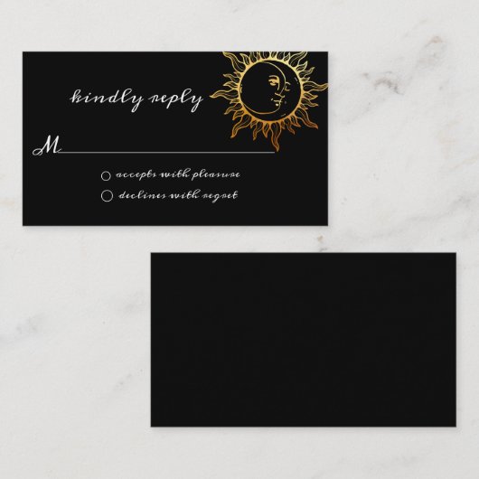 Gouden Folie Zon en Maan Trouw RSVP Kaart (Voorkant / Achterkant)