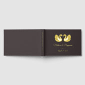 Gouden folie zwanen op donkerbruine bruiloft gastenboek (Volledig)