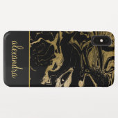 Gouden folie - Zwart Modern Elegant Marmeren Monog Case-Mate iPhone Case (Achterkant (horizontaal))