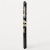 Gouden folie - Zwart Modern Elegant Marmeren Monog Case-Mate iPhone Case (Achterkant/links)