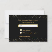 Gouden folie & Zwart Moderne Glamour Circle RSVP-k RSVP Kaartje (Achterkant)