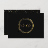 Gouden folie & Zwart Moderne Glamour Circle RSVP-k RSVP Kaartje (Voorkant / Achterkant)