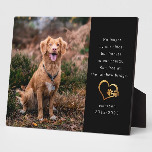 Gouden Folie Zwarte Foto Huisdier Herdenking Fotoplaat (Zijkant)