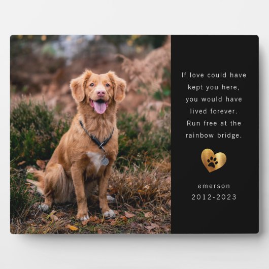 Gouden Folie Zwarte Foto Huisdierherdenking Fotoplaat (Voorkant)