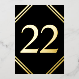 Gouden Folie & Zwarte Tafel Nummerkaarten Feestdagenkaart
