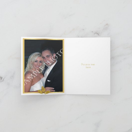 Gouden foliebladeren moderne trouw Dank je Bedankkaart (Binnen)