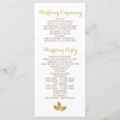 Gouden folieboom modern huwelijksprogramma programmakaart (Achterkant)