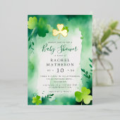 Gouden foliën Shamrock St Patrick's Day baby showe Folie Feestdagenkaart (Staand Voorkant)