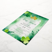 Gouden foliën Shamrock St Patrick's Day baby showe Folie Feestdagenkaart (Gedraaid)