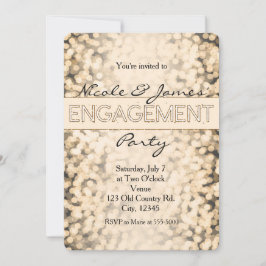 Gouden Fonkelende Lichten Verlovingsfeest Uitnodig Kaart