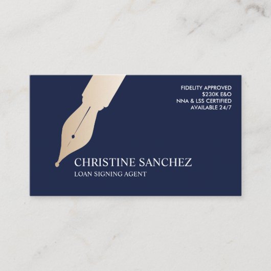 GOUDEN FONTEINPEN OPENBARE NOTARIS ZANGAGENT VISITEKAARTJE (Voorkant)