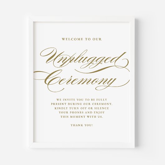 Gouden Formele Kalligrafie Unplugged Ceremonie Poster
