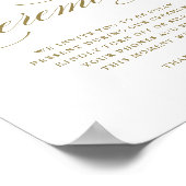 Gouden Formele Kalligrafie Unplugged Ceremonie Poster (Hoek)