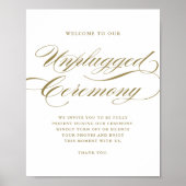 Gouden Formele Kalligrafie Unplugged Ceremonie Poster (Voorkant)