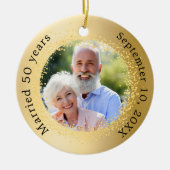 Gouden foto 50ste huwelijksverjaardag keramisch ornament (Voorkant)