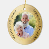 Gouden foto 50ste huwelijksverjaardag keramisch ornament (Links)