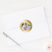 Gouden foto 50ste huwelijksverjaardag ronde sticker (Envelop)