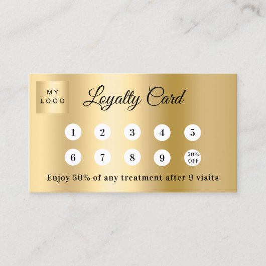 Gouden foto bedrijf logo QR code loyalty kaart (Voorkant)