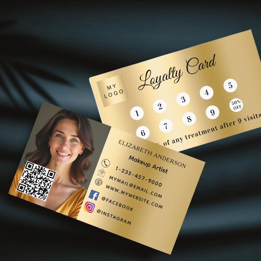 Gouden foto bedrijf logo QR code loyalty kaart