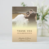 Gouden foto bruiloft bedankkaart (Staand voorkant)