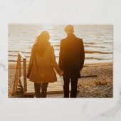 Gouden Foto Bruiloft Save the Date Roos Gold Folie Uitnodiging (Achterkant)