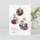 Gouden foto-collage Kerst familiereiskaart Feestdagenkaart (Staand voorkant)