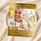 Gouden foto collage verjaardagsuitnodiging