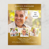 Gouden foto collage verjaardagsuitnodiging (Voorkant)