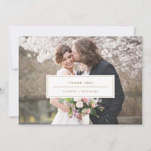 GOUDEN FOTO DANK U KAART bruiloft dank u kaart (Voorkant)