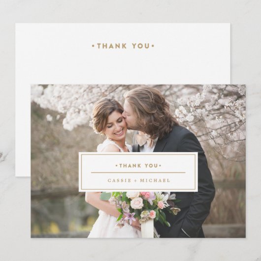 GOUDEN FOTO DANK U KAART bruiloft dank u kaart (Voorkant / Achterkant)