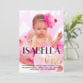 Gouden foto eerste verjaardag uitnodiging (Staand voorkant)