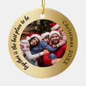Gouden foto familie samen citaat Kerstmis Keramisch Ornament (Voorkant)
