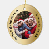 Gouden foto familie samen citaat Kerstmis Keramisch Ornament (Links)