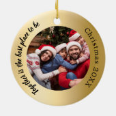 Gouden foto familie samen citaat Kerstmis Keramisch Ornament (Achterkant)