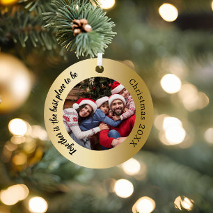 Gouden foto familie samen citaat Kerstmis Metalen Ornament