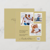Gouden Foto Huwelijksuitnodigingen QR Code Datum B (Voorkant / Achterkant)