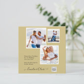 Gouden Foto Huwelijksuitnodigingen QR Code Datum B (Staand voorkant)