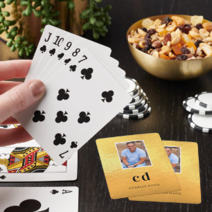 Gouden foto monogram initiaal naam pokerkaarten