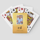 Gouden foto monogram initiaal naam pokerkaarten (Achterkant)