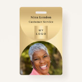 Gouden foto naam arch QR code business logo Badge (Voorkant)