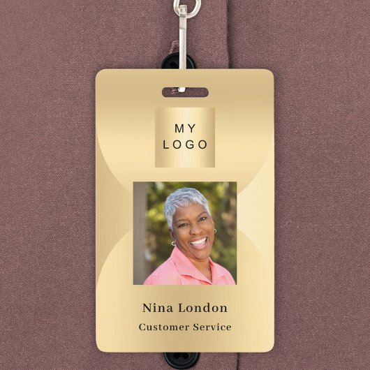 Gouden foto naam arch QR code business logo Badge