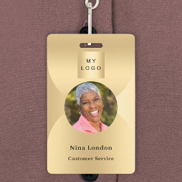 Gouden foto naam arch QR code business logo Badge